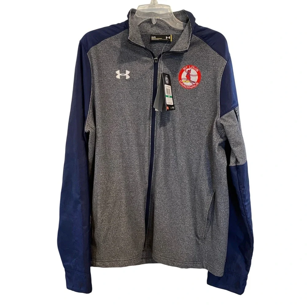 Under Armour St Louis Cardinals ColdGear Full‎ Zip Jacket Mens Large Grey Navy